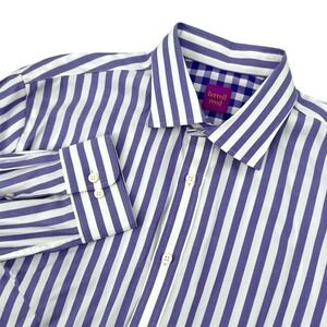 NEW Ferrell Reed Mens 16.5 Dress Shirt Long Sleeve Lavender Striped Oxford